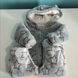 Cozy Gray Star-Patterned Baby Snowsuit